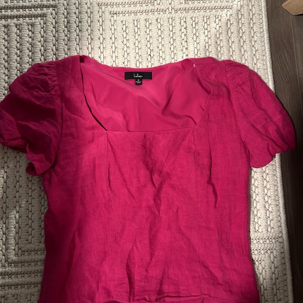 Square Neck Pink Women's Top
